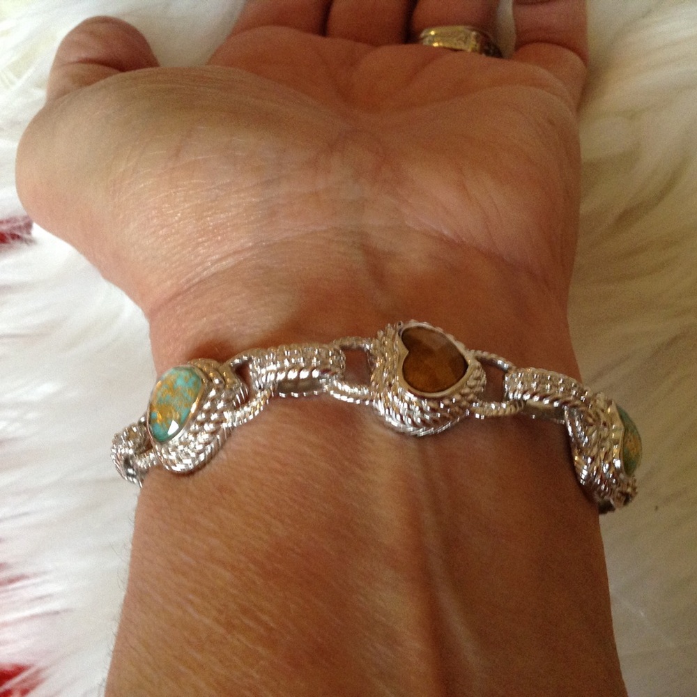 NWOT Rare Judith Ripka Silver Gemstone & Diamoniqe Bracelet - Picture 11 of 16